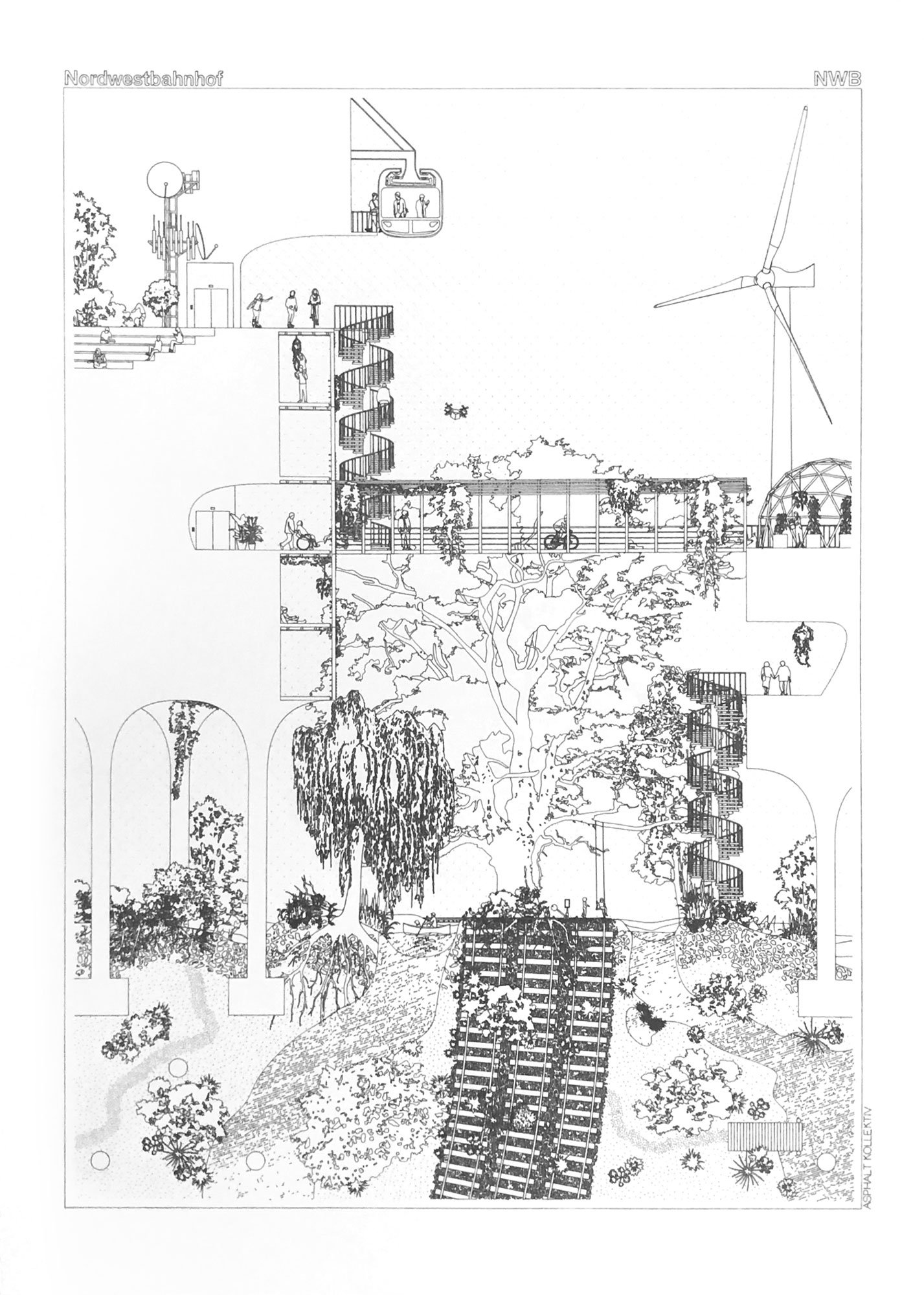 Nordwestbahnhof | Neubau / Serie 4/4 | Einzelstück | Bleistift auf Papier | Format: 50 x 70 cm 